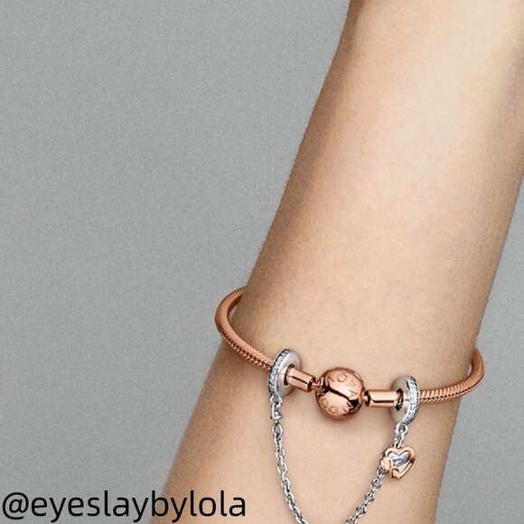 Pandora Family Heart Safety Chain Charm - Picture 2 of 3